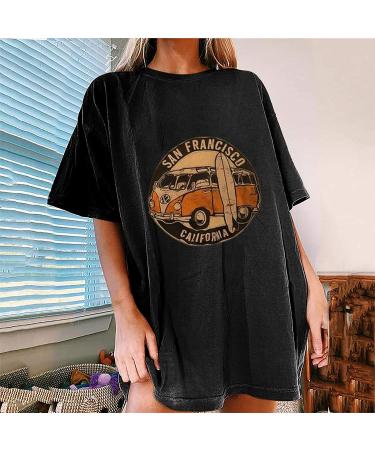 Vintage Graphic Tee Black Medium | Women's Summer Short Sleeve Crewneck Oversized T-shirt - Buy Online on GoSupps.com