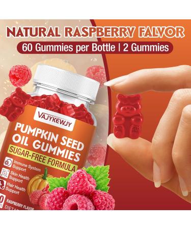 VAJYKEWJY Pumpkin Seed Oil & Saw Palmetto Gummies - Hair Growth & Skin Health Supplement with High-Purity Extract for Women & Men Vegan Raspberry Flavor 60 Gummies - Buy Online on GoSupps.com