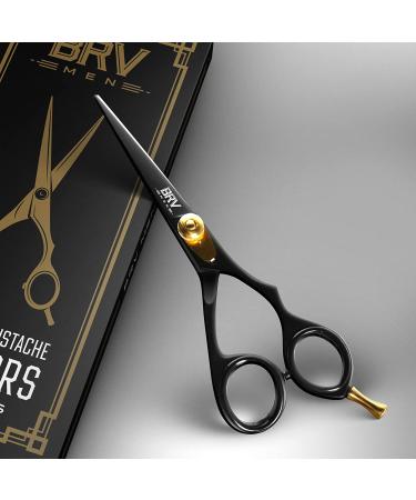 BRV MEN Professional German Steel Hammer Forged Mustache & Beard Scissors - 5.5 - 100% Stainless Steel - Razor Sharp Trimming Shears (RIGHT HANDED - Black) - Buy Online on GoSupps.com