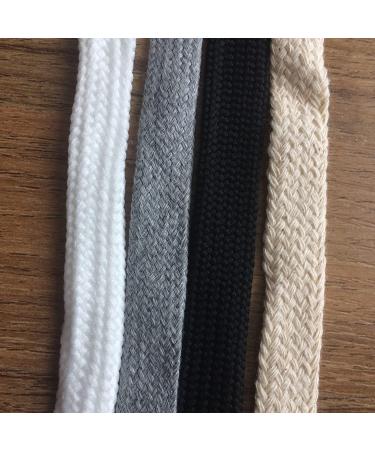 Kawaii Easy Crafting 3 Pair 14mm x 51 Inch Hoodie Drawstring Replacement Cords in Black, White, Gray - Cotton Flat Cord for Clothing and Shoes - Buy Online on GoSupps.com