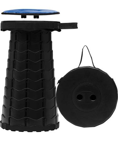 Portable Folding Stool for Adults - Lightweight Telescopic Seat, 500 LB Capacity - Ideal for Camping, Fishing, BBQ - Indoor/Outdoor Use - Black - Buy Online on GoSupps.com