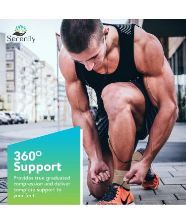Serenily Plantar Fasciitis Socks Ankle Support for Foot & Heel Pain Relief Compression Socks for Men & Women (Large/XL Beige - Buy Online on GoSupps.com