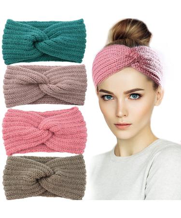 4 pieces for women winter front ligaments women women knitting stirring women knitted headbands women's winter stirring winter hair band Crochet work ear warmer (2)