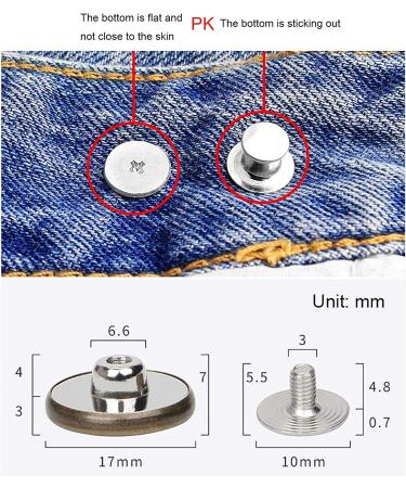 12 Pcs ICEYLI 17mm Metal Jeans Buttons Replacement Kit - No-Sew, Removable, Repair Combo - Buy Online on GoSupps.com