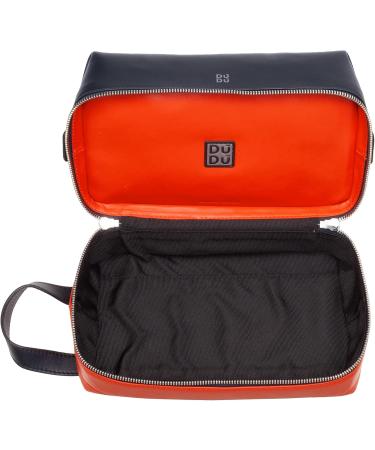 Shop DUDU Handmade Leather Beauty Case for Travel | Stylish Toiletry Bag for Men & Women | 2 Compartments Navy - Buy Online on GoSupps.com