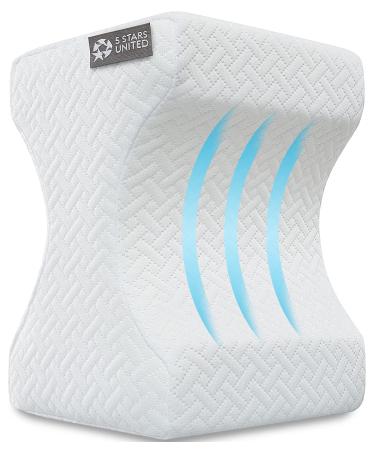 Knee Pillow for Side Sleepers - 100% Memory Foam Wedge Contour - Leg Pillows for Sleeping - Spacer Cushion for Spine Alignment, Back Pain, Pregnancy Support - Sciatica, Hip, Joint, Surgery Pain Relief White