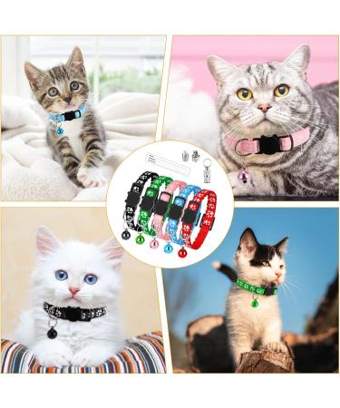 AKlamater 5Pcs Cat Collars with Bells - Adjustable Quick Release Safety Collar for Cats and Kittens - Anti-lost Tags - Small Pet Accessories - Buy Online on GoSupps.com