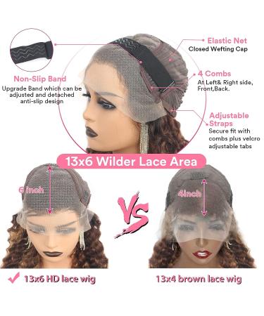 Honey Blonde Ombre Highlight Loose Deep Wave Lace Front Wig | 13x6 HD Lace 180% Density | Colored Human Hair Wig for Women | 12A Grade Pre Plucked Glueless SPARKLE DI - Buy Online on GoSupps.com