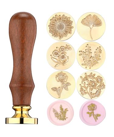 Chrisfall 6 Pcs Wax Seal Stamp Set  Floral stamps Botanical Sealing Stamper Kit  Wooden Handle with Brass Head for Wedding Greeting Cards Gift Plant - Buy Online on GoSupps.com