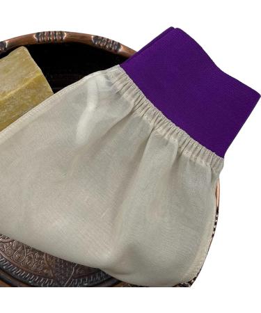 Feel Fine Turkish 100% Raw Cocoon Silk Exfoliating Glove - Purple | Body Scrub, Fake Tan Remover, Natural Glow | Bath Mitt for Men & Women - Buy Online on GoSupps.com