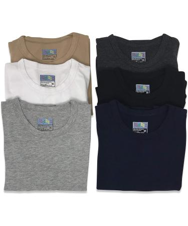 Kids 6 Pack Athletic Long Sleeve Undershirt Tops - Black/Khaki/White/Grey/Navy/Charcoal - Size 5-6 - Buy Online on GoSupps.com