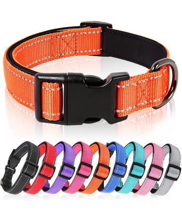 Heele dog collar soft padded neoprene nylon dog collar for small medium-sized dogs and puppies adjustable and reflective collar dog for training orange m: longitudinal 34-52 cm (1 Pack) orange