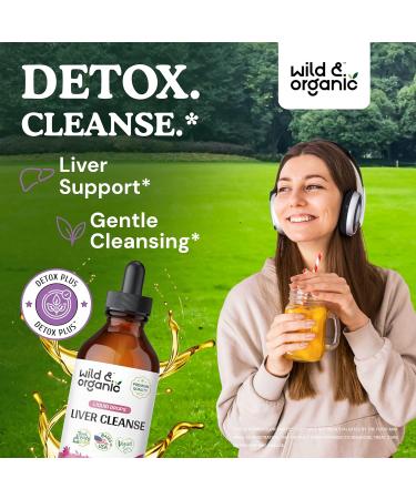 Wild & Organic Liver Cleanse Tincture - Alcohol-Free Detox with Milk Thistle & Dandelion Root - Vegan Liver Health Drops - 4 fl oz - Buy Online on GoSupps.com