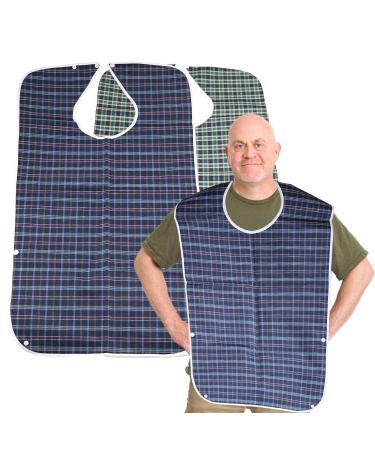 Lwmlwm 2 piece of washable bibs adults reusable eating dining for adults for eating for men women waterproof bibs for adults older and disabled people