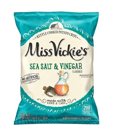 Miss Vickie's Sea Salt & Vinegar Flavored Kettle Cooked Potato Chips 1.375 oz Bags - Pack of 16 Sea Salt & Vinegar 1.37 Ounce (Pack of 16)