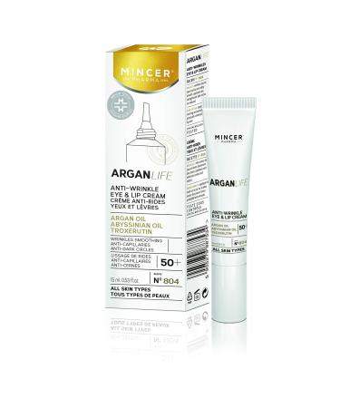 Mincer pharmaceutical argan life 50+ anti-wrinkles anti-dark anti-dark circles eyes and lip cream for all skin types with argan oil downturn oil and troxerutin 15 ml