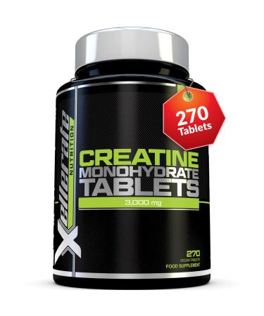 Creatine Monohydrate Tablets 3000mg - 270 Vegan Creatine Tablets - 3 Month Supply - Pre Workout Energy Supplement for Men & Women - Creatine Powder & Capsules Alternative