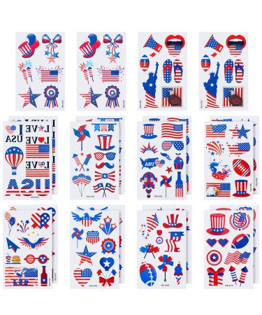 Outus 156 Pieces Fourth of July Temporary Independence Day Temporary Patriotic Temporary for USA Party Favors Decoretions Accessories