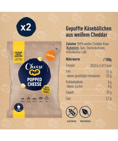 Shop 2x500g Airy Cheddar Cheese Pops - Spicy & Creamy Protein Snack | International Shipping - Buy Online on GoSupps.com
