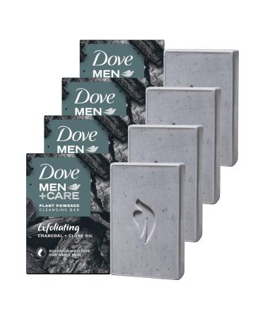 Dove Men+Care Natural Essential Oil Bar Soap Exfoliating Charcoal + Clove Oil 4 Count To Clean And Hydrate Mens Skin 4-in-1 Bar Soap For Men's Body Hair Face And Shave 5oz Charcoal & Clove Oil