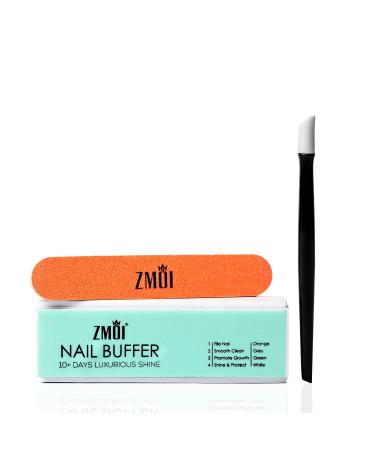 ZMOI Pro Nail Buffer Set  Luxurious Shine Korean 4-Way Nail Buffing Block  Cuticle Pusher  and Mini Nail File Kit   for Natural Shine Nails   Manicure/Pedicure Tools for Home and Salon