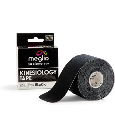 Meglio Kinesiology Tape - 5m Roll for Muscle Support & Injury Recovery - Therapeutic, Hypoallergenic, Waterproof - Black - Buy Online on GoSupps.com