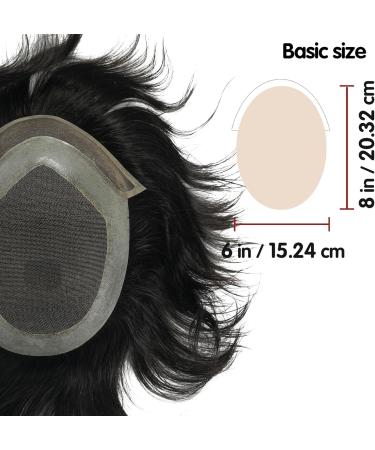 Lordhair Human Hair Toupee for Men Natural Hairline French Lace Front with Skin Perimeter Men's Hair System Off Black 1B# 6x8 inch - Buy Online on GoSupps.com