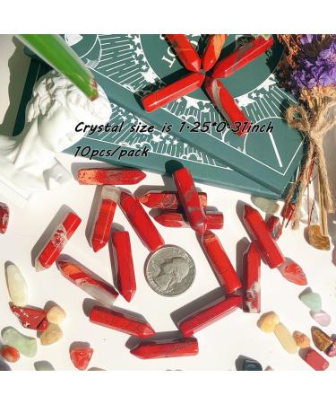 MAIBAOTA Red Jasper Healing Crystals Gifts Wands Hexagonal Pointed Gemstones Set Bulk for Women Beginner Chakra Stones Nature Reiki Spiritual Energy Balancing Protection Crystal 10pcs - Buy Online on GoSupps.com
