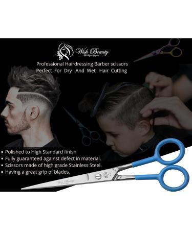 Professional Hairdressing Scissors Hair Cutting Scissors Shears for Barber Salon Home - with Antibacterial Comfort Rubber Grip 100% Stainless Steel (Blue) - Buy Online on GoSupps.com