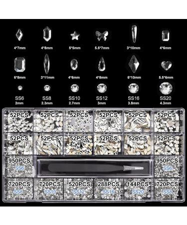 5636Pcs White Crystal Nail Rhinestones Set - Multi-Shape 3D Diamond Glass Crystals for Nail Art, DIY Crafts, Phones, Clothes, Jewelry & Bag Decoration - Professional Drill Pen & Tweezers Included - Buy Online on GoSupps.com
