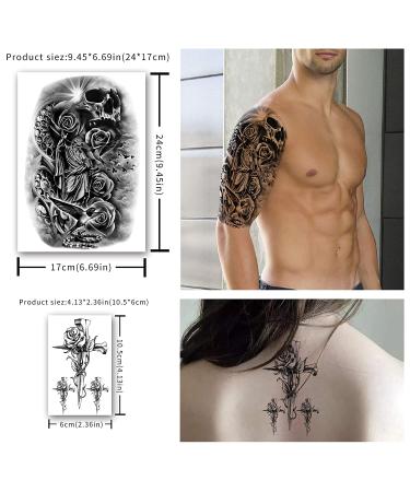 Yazhiji 36 Sheets Temporary Tattoos Stickers - 12 Arm & Chest Tattoos + 24 Tiny Black Designs for Men and Women - Buy Online on GoSupps.com