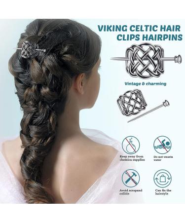 Viking Celtic Hair Clips Set - Metal Hair Slide Clip with Stick for Women and Girls - Buy Online on GoSupps.com