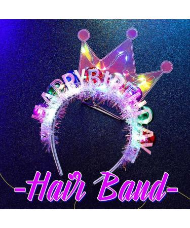 Handcess Light up Birthday Headband Festival LED Crown Hair Band Luminous Costume Hair hoop Party LED Hair Accessories for Women Colorful - Buy Online on GoSupps.com