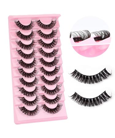 10 Pairs D Curl Mink False Eyelashes | Wispy Fluffy Volume Russian Lashes | 3D Effect | Cat Eye Extension Look | A-16mm - Buy Online on GoSupps.com
