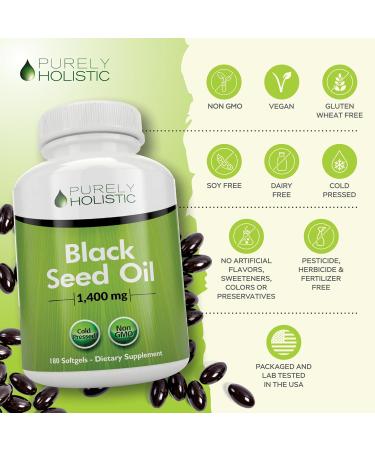 Purely Holistic Black Seed Oil 1400mg + Vitamin C 1000mg - 180 Softgels + 365 Capsules - Immune Bundle - Easy to Swallow - Made in USA - Buy Online on GoSupps.com