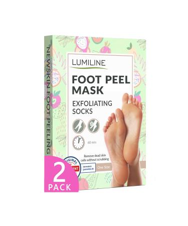 Exfoliating foot peel mask for hard skin feet peeling socks baby feet foot peel foot exfoliant foot treatment for hard skin dermatologically tested 2 pairs (up to size W8/M8.5 EU43) Light-Green