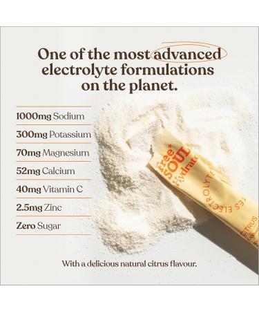 Free Soul Hydrate | Electrolyte Hydration Sachets with Sodium Magnesium Vitamin C & More | Zero Sugar Advanced Electrolyte Powder for Daily Use | Citrus Salt Flavour | 30 Sachets Citrus 30 Servings (Pack of 1) - Buy Online on GoSupps.com