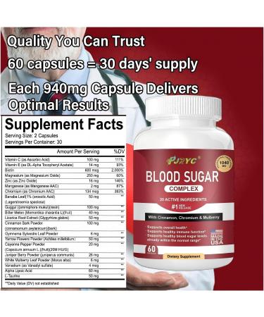 Blood Sugar Complex Supplement - Supports Healthy Blood Sugar Levels All Natural with Cinnamon Bitter Melon Chromium Garlic Hibiscus Olive Leaf Mulberry Non-GMO - 120 Capsules - Buy Online on GoSupps.com