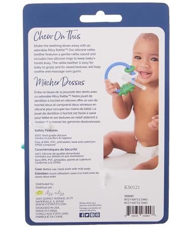 Itzy Ritzy Dino Silicone Teether & Rattle | Safe for 3+ Months - Buy Online on GoSupps.com