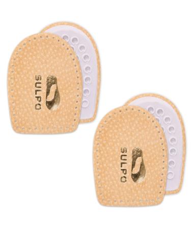 SULPO leather heel cushion with latex foam heel pad insert / 2 pairs / beige / 35-46 (42-46) Beige 42-46 - Buy Online on GoSupps.com