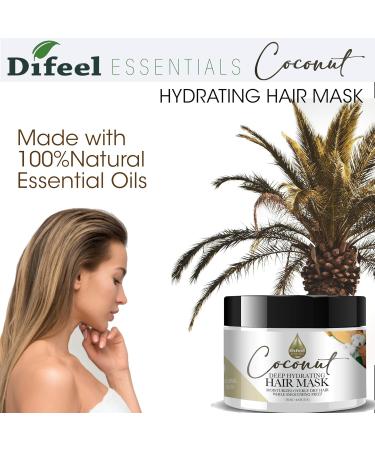 Difeel Essentials Hydrating Coconut Hair Mask 8 oz | Deep Moisturizer for Dry Hair Reduces Frizz 100% Natural Oils - International Shipping Available - Buy Online on GoSupps.com
