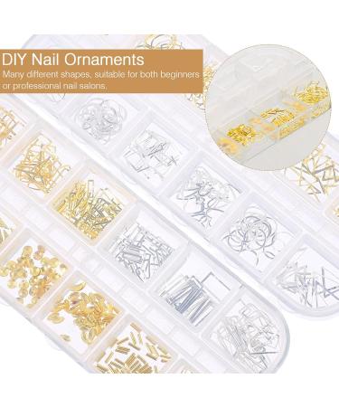 2 Boxes Nail Art Accessories Hollow Nail Art Studs Manicure Sequins Gold Nail Charms Rhinestone Stickers Nail Art Decoration Exquisite Manicure Decors Gem 3d Zinc Alloy Metal - Buy Online on GoSupps.com