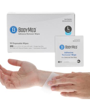 BodyMed Adhesive Remover Wipes - Skin Cleaning Wipes for Removing On-Skin Adhesives Skin Barriers Tape and Hydrocolloid Dressings - 1.6 x 3.2 Inch Wipes - 50 Wipes Per Box