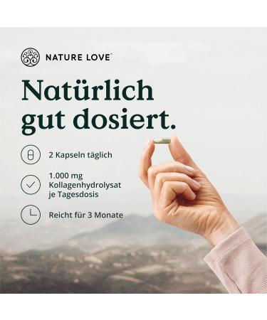 Buy Nature Love Collagen Complex - 180 Capsules with Hyaluron Biotin Selenium Zinc & Vitamin C | High-Dose Collagen Supplement Made in Germany for Glowing Skin - Buy Online on GoSupps.com