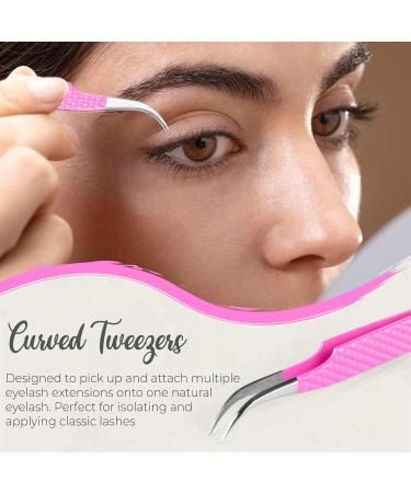 Lash Extension Tweezer Eyelash Tweezers for Extensions Precision Lashing Tweezers 3PC Set L-Shaped Boot Volume Dolphin Isolation (3Pc Pink Lash Tweezers Set) - Buy Online on GoSupps.com