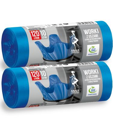Blue garbage bags 120l with handle advantage pack 20 pieces - 105x69cm 32 m 100% recycled Eucertplast - Henkel closure ideal for renovation & large garden waste durable 20 pieces - 120 l - super strong 32 m - Buy Online on GoSupps.com