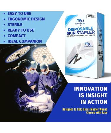 Disposable Skin Stapler with 55 Preloaded Wires + Remover Tool - Ideal for Camping, Emergencies, First Aid & Veterinary Use - Buy Online on GoSupps.com