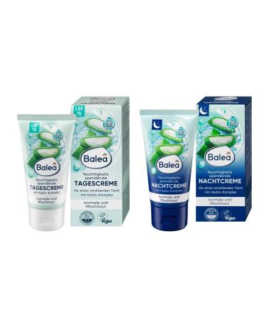 Volans Balea Day and night cream for normal and combination skin with 10 aloe vera moisturizing with hydro complex for radiant complexion vegan set of 2