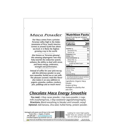 Foods Alive Organic Maca Powder 8 Oz - Pack of 2 | Energizing Superfood Blend - Buy Online on GoSupps.com