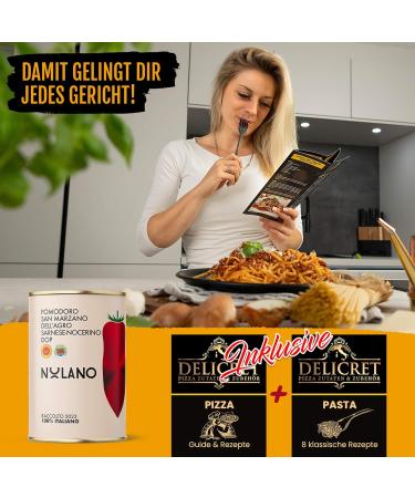 Delicret - 12 x 400g NOLANO San Marzano DOP tomatoes | whole and peeled | Pizza & Neapolitan pizza recipes - Buy Online on GoSupps.com